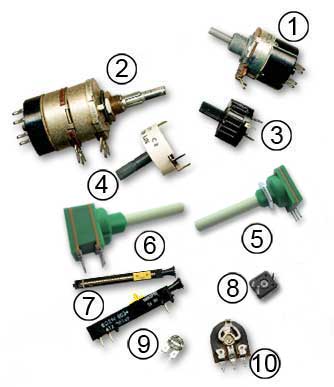Typical potentiometers and presets