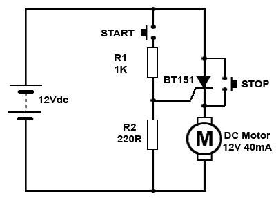 Thyristor DC motor drive circuit